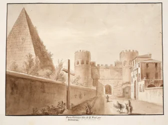 De Porta Ostiensis of San Paolo, gebouwd door Belisarius, 1833
